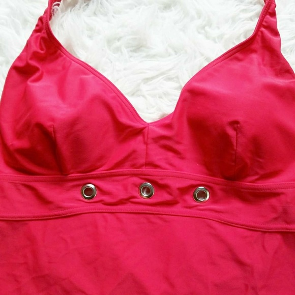 St. John's Bay Red Halter Swim Tankini - Picture 2 of 6